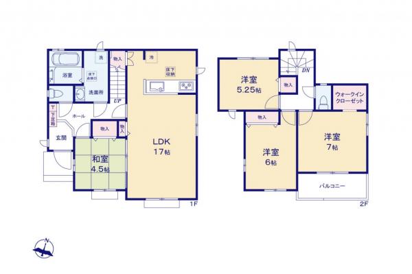 狭山市大字東三ツ木　新築一戸建て　全2棟 間取り図