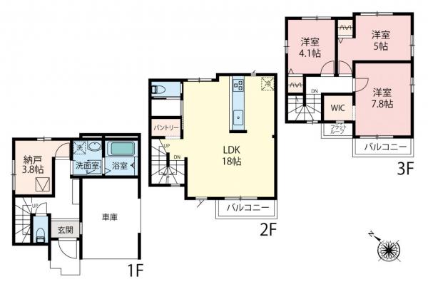 朝霞市三原5丁目　新築一戸建て 間取り図