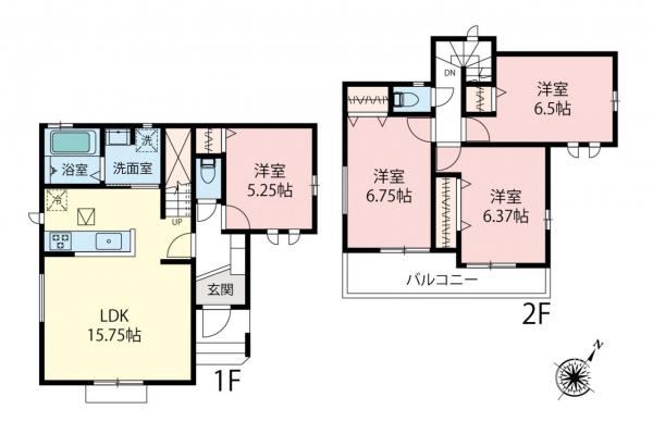【駅徒歩9分・4ＬＤＫ】ふじみ野市西2丁目　新築一戸建て 間取り図