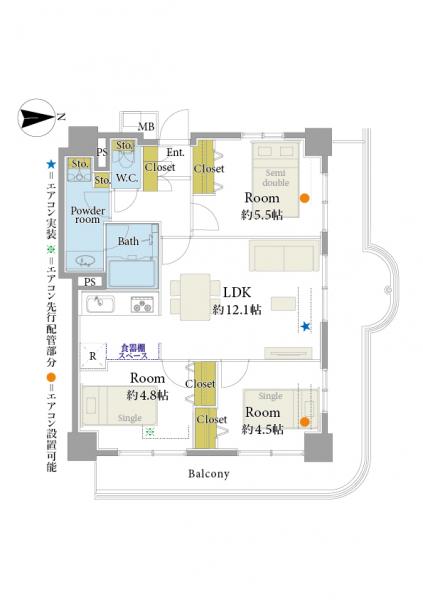 コンセールタワー所沢　24階 間取り図