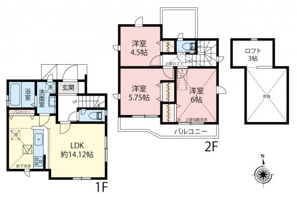 【建物完成済み！／現地見学できます♪】小平市仲町　新築一戸建て 間取り図