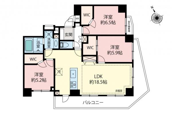 【角部屋／リフォーム完了】ダイアパレス川越連雀町　5階 間取り図