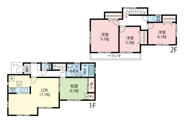 新座市大和田4丁目　中古一戸建て 間取り図