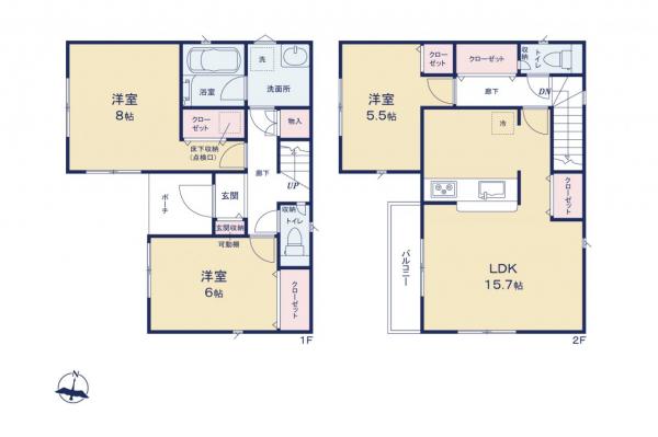 新座市大和田5丁目　新築一戸建て 間取り図