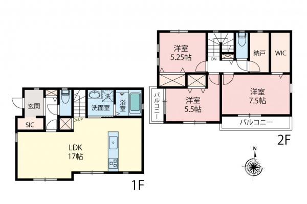 新築一戸建て 所沢市北中3丁目 西武池袋線小手指駅 3,780万円