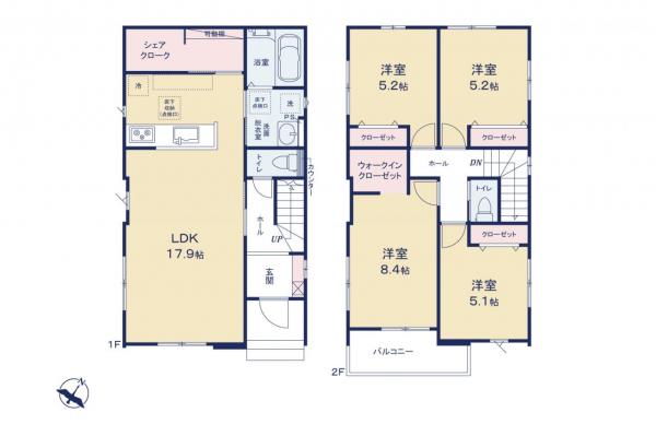 【駅徒歩7分・4ＬＤＫ】ふじみ野市丸山　新築一戸建て 間取り図