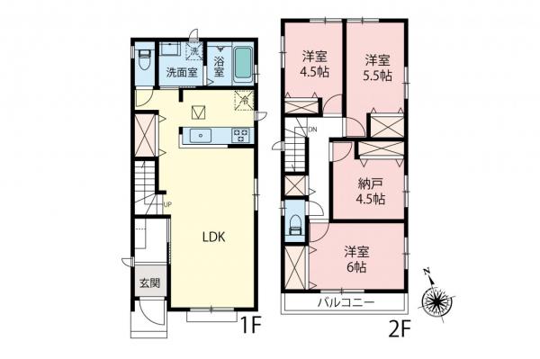 所沢市上新井2丁目　新築一戸建て 間取り図