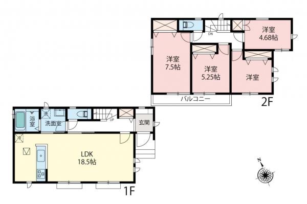 所沢市上新井2丁目　新築一戸建て 間取り図