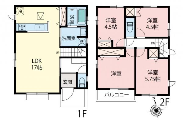所沢市上新井2丁目　新築一戸建て 間取り図