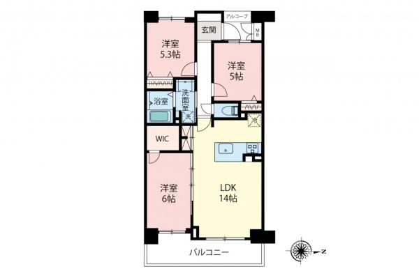 ブロッサムコートむさし野ビューウイング　3階 間取り図