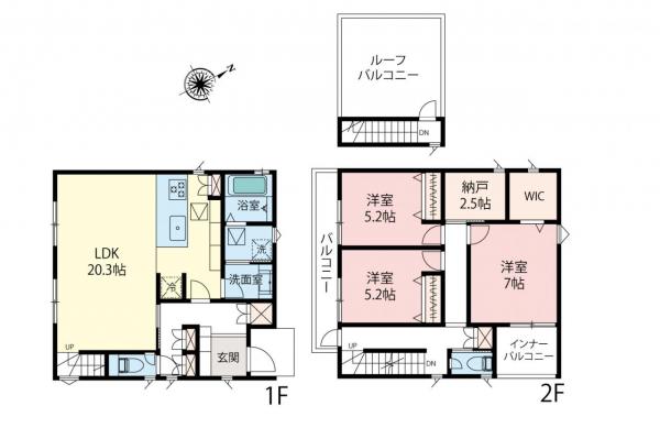 所沢市山口　新築一戸建て 間取り図