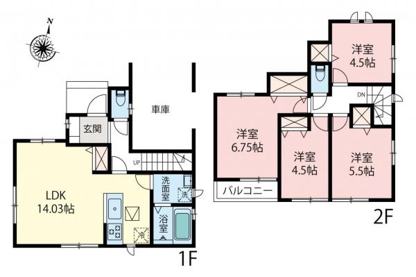 所沢市山口　新築一戸建て 間取り図