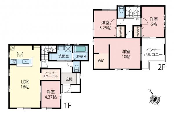 所沢市上新井2丁目　新築一戸建て 間取り図