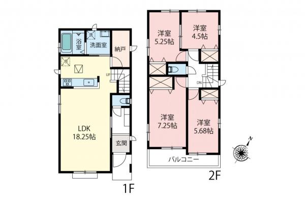 所沢市若狭4丁目　新築一戸建て 間取り図