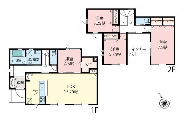 鶴ヶ島市下新田　新築一戸建て 間取り図