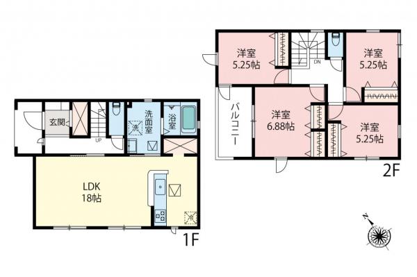 鶴ヶ島市下新田　新築一戸建て 間取り図
