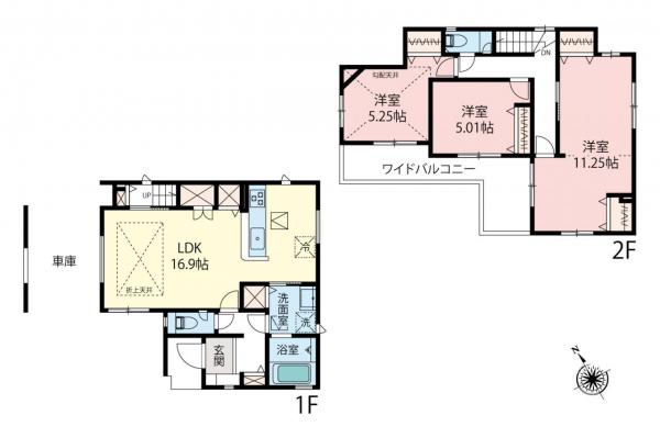 【建物完成！見学可】川越市小室　新築一戸建て 間取り図