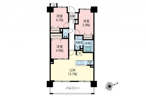 サンクレイドル西東京ウインフォート　3階 間取り図