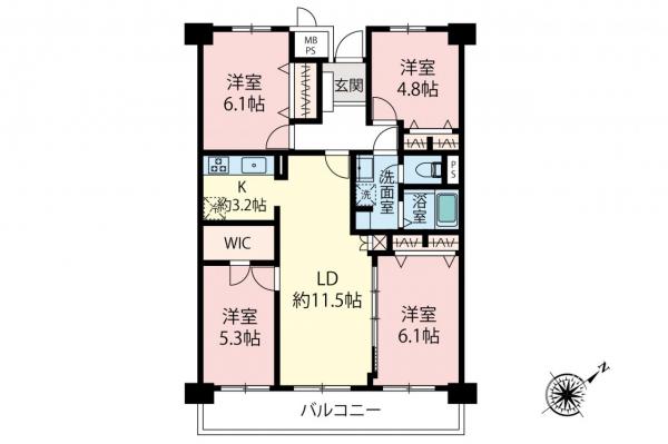 みよしみずほ台サンライトマンション　3階 間取り図