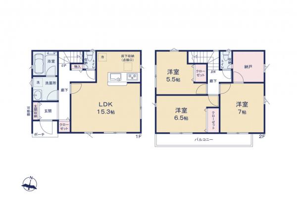 東久留米市小山3丁目　新築一戸建て 間取り図