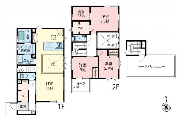 所沢市上新井2丁目　新築一戸建て 間取り図