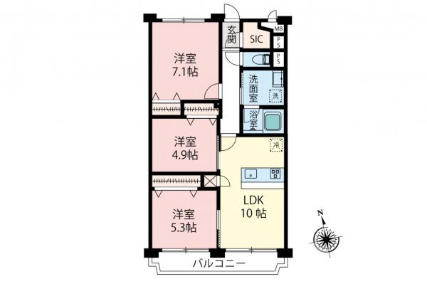 カクタス田無マンション　3階 間取り図