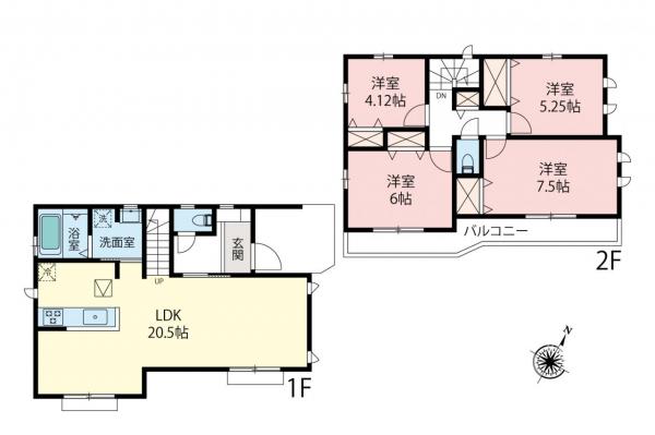 所沢市東所沢3丁目　新築一戸建て 間取り図