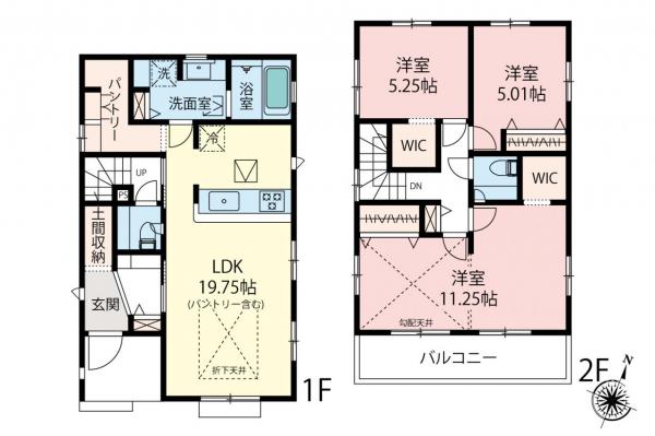 川越市笠幡　新築一戸建て 間取り図