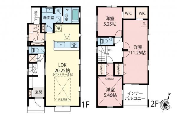 川越市笠幡　新築一戸建て 間取り図