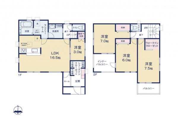 川越市的場　新築一戸建て 間取り図