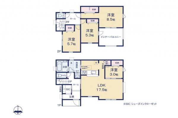 川越市的場　新築一戸建て 間取り図