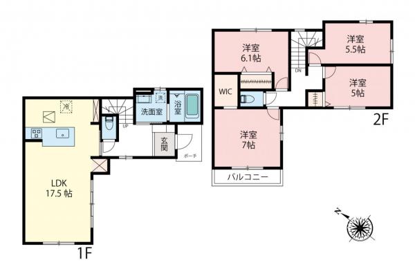 新築一戸建て 入間郡三芳町大字藤久保 東武東上線鶴瀬駅 4,390万円