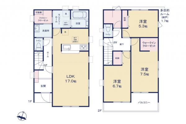 狭山市大字東三ツ木　新築一戸建て 間取り図