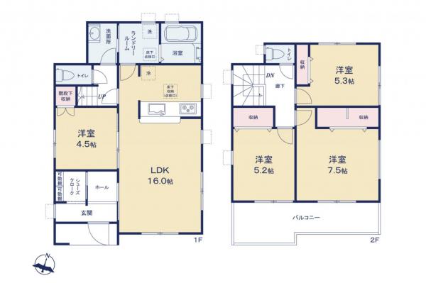 狭山市大字東三ツ木　新築一戸建て 間取り図