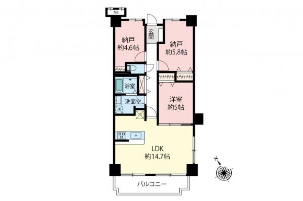 コスモ鶴瀬ステーションスクエア　3階 間取り図
