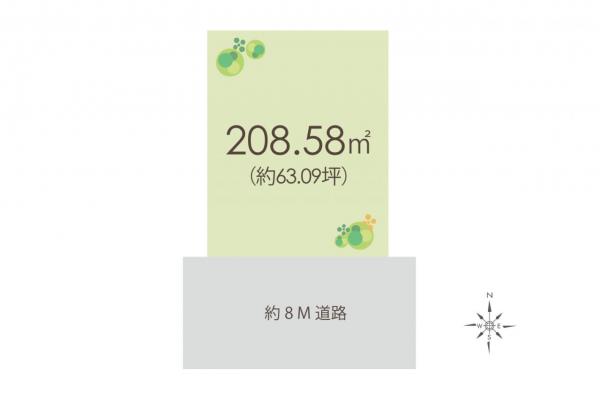 【前面8ｍ道路／整形地】川越市かすみ野1丁目　土地 区画図