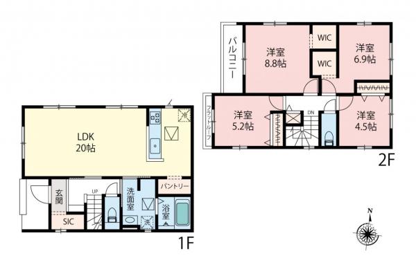 青梅市新町　新築戸建 間取り図