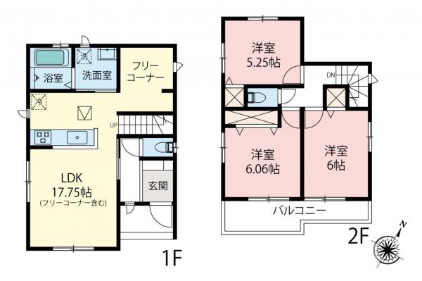 【当日内見可】富士見市羽沢1丁目　新築一戸建て 間取り図