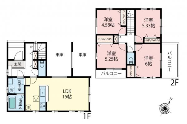 新座市石神3丁目　新築一戸建て 間取り図