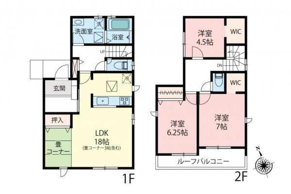 【車2台駐車可】朝霞市根岸台7丁目　新築一戸建て 間取り図