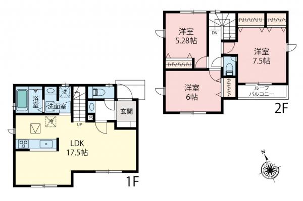 【車2台駐車可】朝霞市根岸台7丁目　新築一戸建て 間取り図