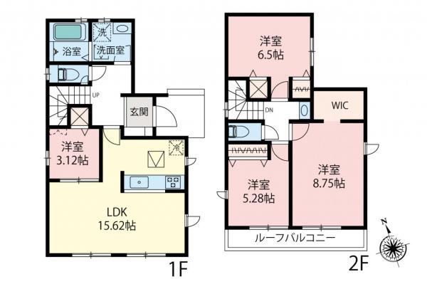 【車2台駐車可】朝霞市根岸台7丁目　新築一戸建て 間取り図