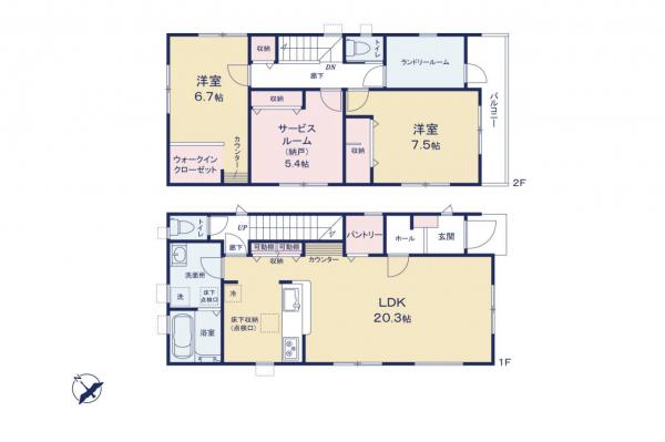 鶴ヶ島市富士見4丁目　新築一戸建て 間取り図