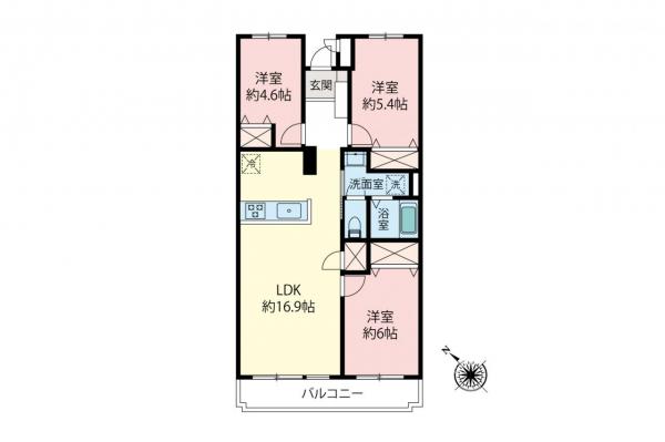 ライオンズマンション若葉台　2階 間取り図