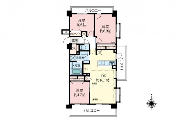 ユアコート富士見台　5階 間取り図