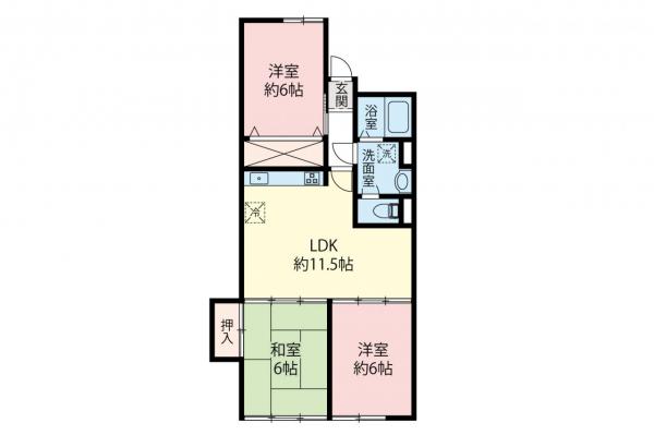 向陽ハイツ　1階 間取り図
