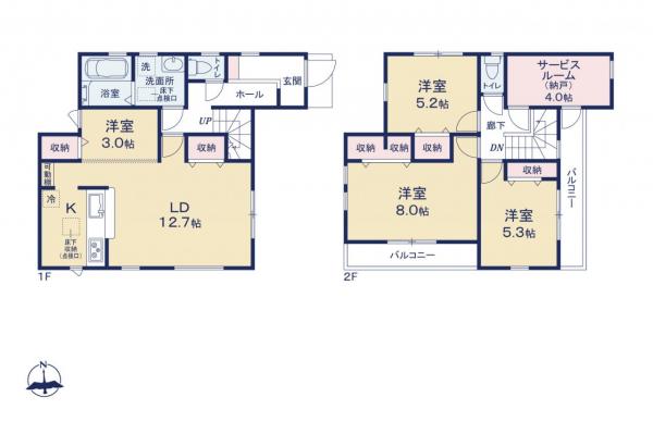 川越市木野目　新築一戸建て 間取り図