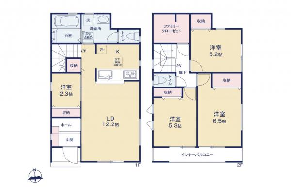 川越市木野目　新築一戸建て 間取り図