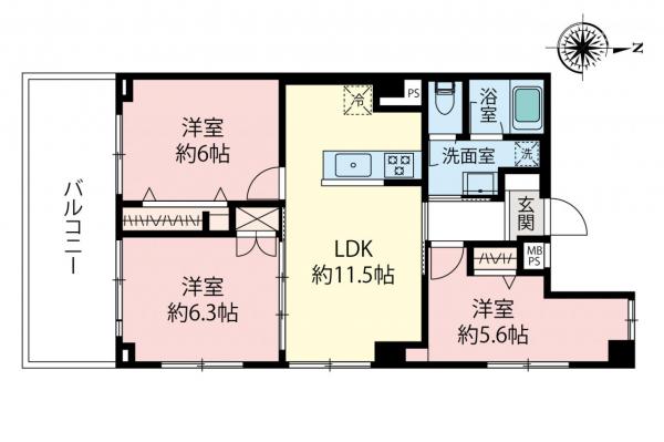 シンメイ志木第二マンション　5階 間取り図