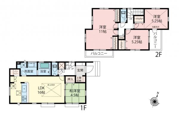 坂戸市鶴舞2丁目　新築一戸建て 間取り図